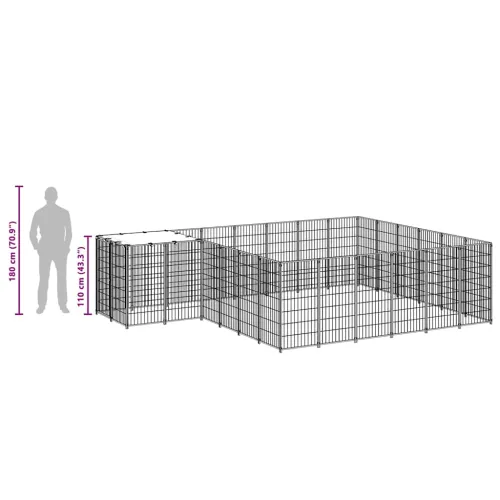 Kavez za pse crni 12,1 m² čelični - Crna 12.1 m² 1 Cijena