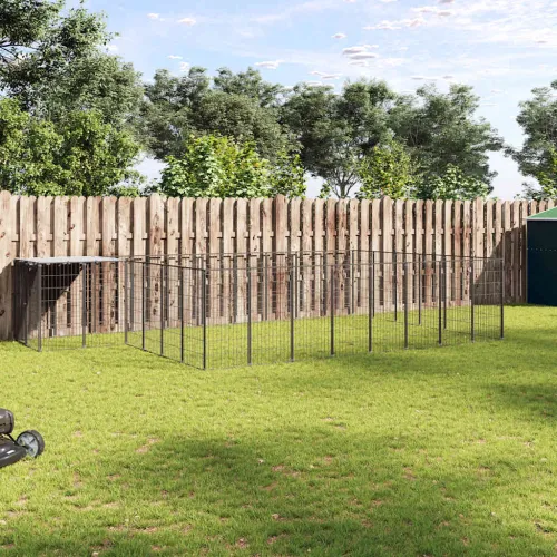 Kavez za pse crni 15,73 m² čelični - Crna 15.73 m² 1 Crna Cijena