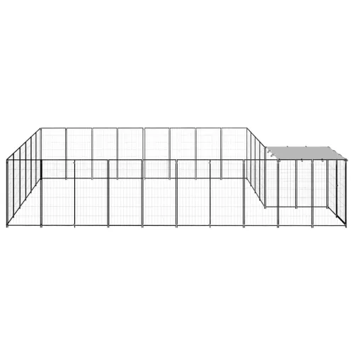 Kavez za pse crni 15,73 m² čelični - Crna 15.73 m² Cijena