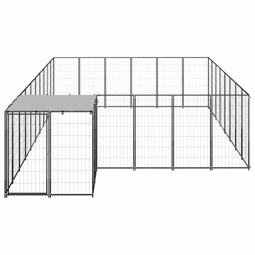 Kavez za pse crni 15,73 m² čelični - Crna 15.73 m² Cijena
