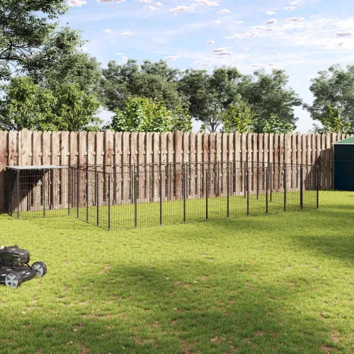 Kavez za pse crni 19,36 m² čelični - Crna 19.36 m² 1 Crna Cijena