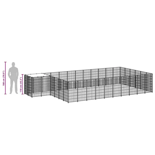 Kavez za pse crni 19,36 m² čelični - Crna 19.36 m² Cijena