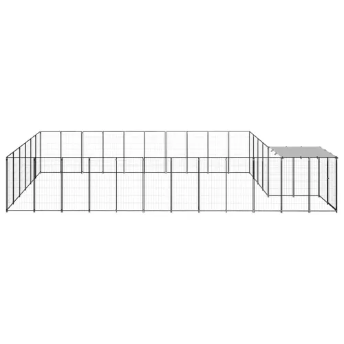 Kavez za pse crni 19,36 m² čelični - Crna 19.36 m² Cijena