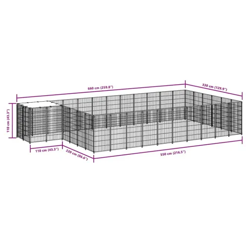 Kavez za pse crni 19,36 m² čelični - Crna 19.36 m² Cijena