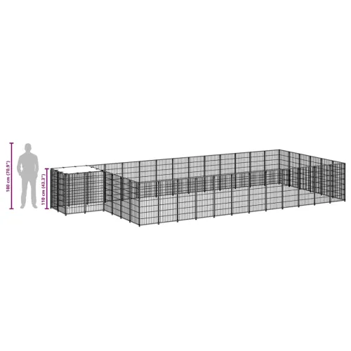 Kavez za pse crni 22,99 m² čelični - Crna 22.99 m² Cijena