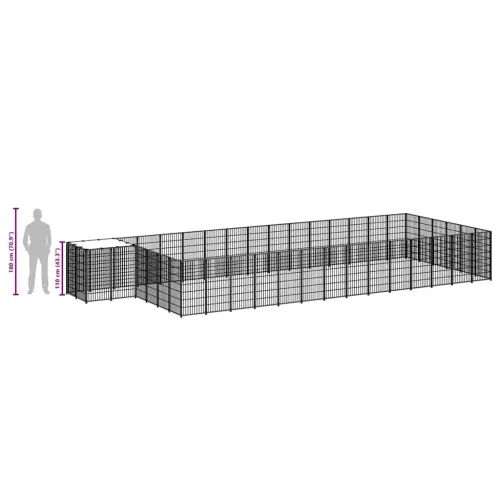 Kavez za pse crni 26,62 m² čelični - Crna 26.62 m² Cijena
