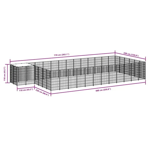 Kavez za pse srebrni 22,99 m² čelični - Srebrno 22.99 m² 1 Cijena