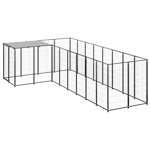 Kavez za pse crni 6,05 m² čelični - Crna 6.05 m² 1 Crna Cijena