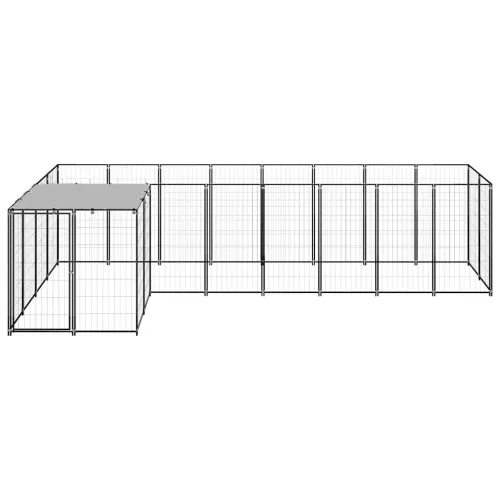 Kavez za pse crni 6,05 m² čelični - Crna 6.05 m² Cijena