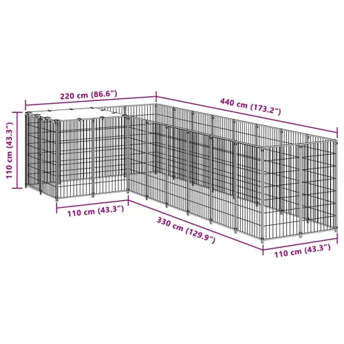 Kavez za pse crni 6,05 m² čelični - Crna 6.05 m² Cijena