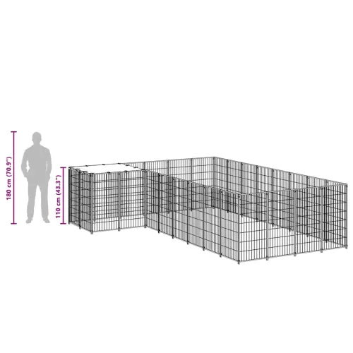 Kavez za pse crni 10,89 m² čelični - Crna 10.89 m² Cijena