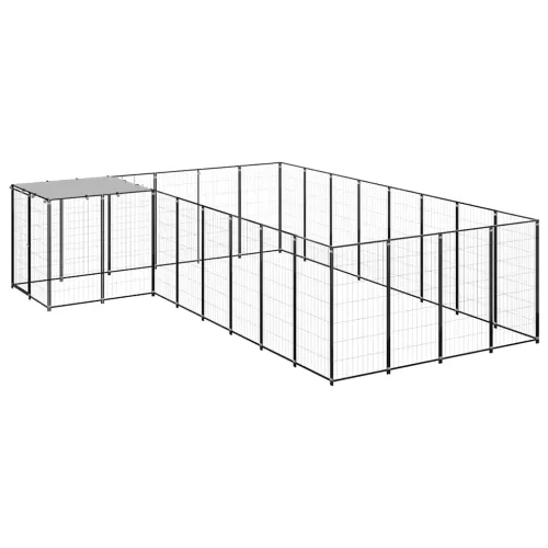 Kavez za pse crni 10,89 m² čelični - Crna 10.89 m² 1 Crna Cijena