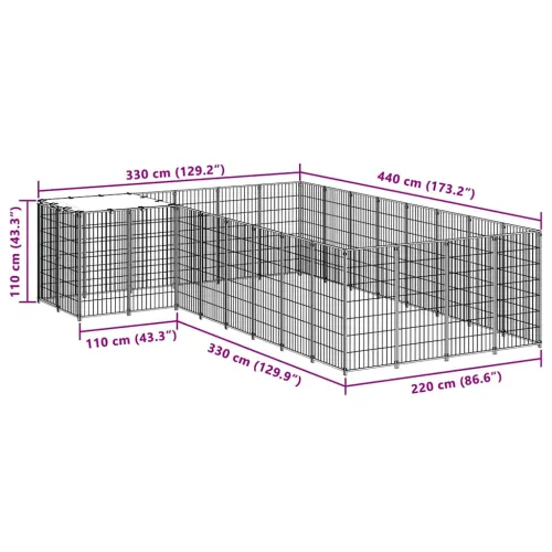 Kavez za pse crni 10,89 m² čelični - Crna 10.89 m² Cijena