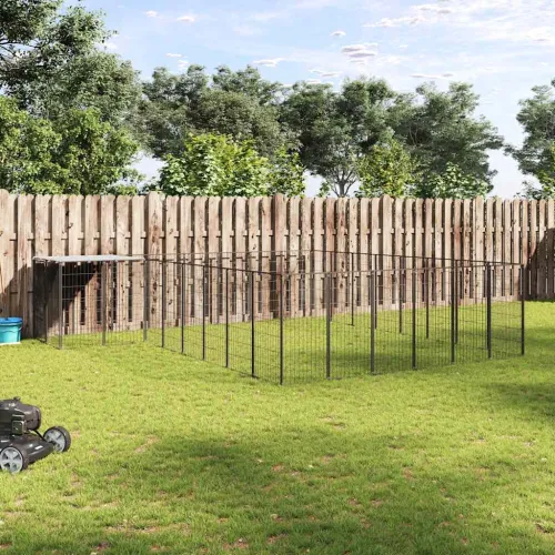 Kavez za pse crni 15,73 m² čelični - Crna 15.73 m² 1 Cijena