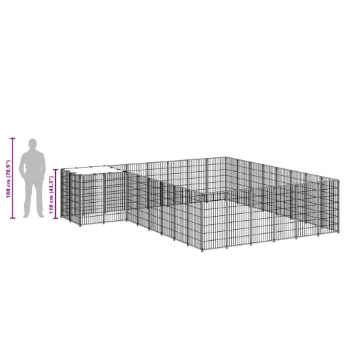 Kavez za pse crni 15,73 m² čelični - Crna 15.73 m² 1 Cijena