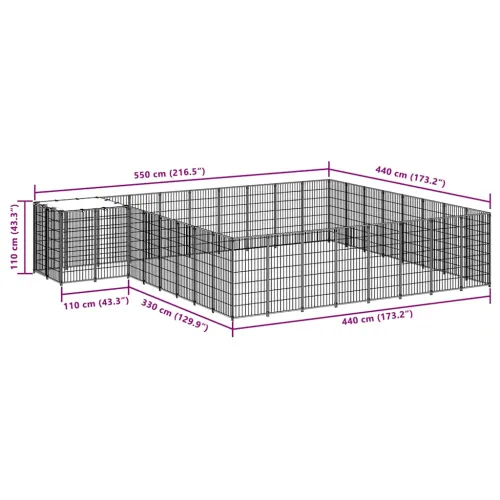 Kavez za pse crni 20,57 m² čelični - Crna 20.57 m² Cijena