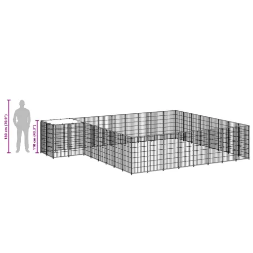 Kavez za pse crni 20,57 m² čelični - Crna 20.57 m² Cijena