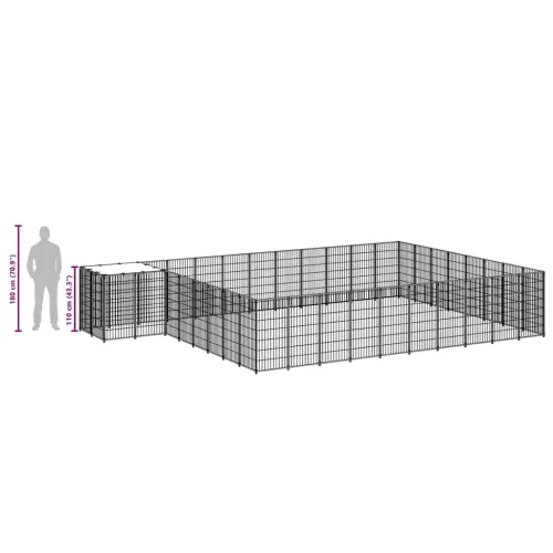 Kavez za pse crni 25,41 m² čelični - Crna 25.41 m² Cijena