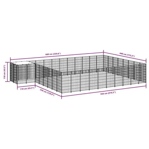 Kavez za pse crni 25,41 m² čelični - Crna 25.41 m² Cijena