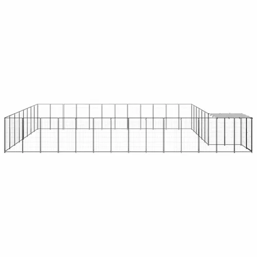 Kavez za pse crni 30,25 m² čelični - Crna 30.25 m² Cijena