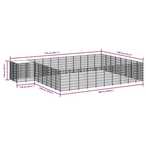 Kavez za pse crni 30,25 m² čelični - Crna 30.25 m² Cijena