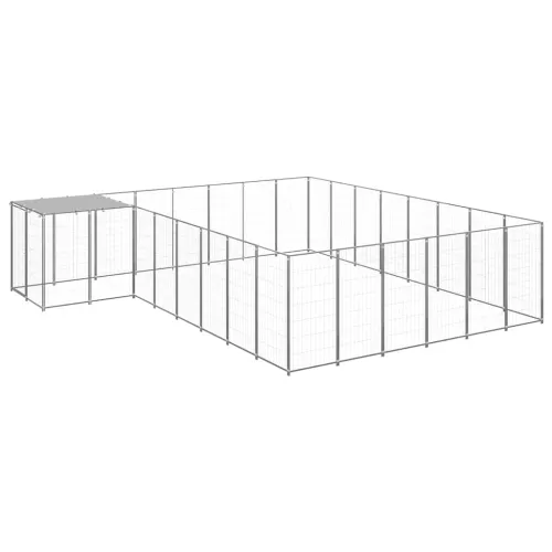 Kavez za pse srebrni 15,73 m² čelični - Srebrno 15.73 m² 1 Srebrno Cijena