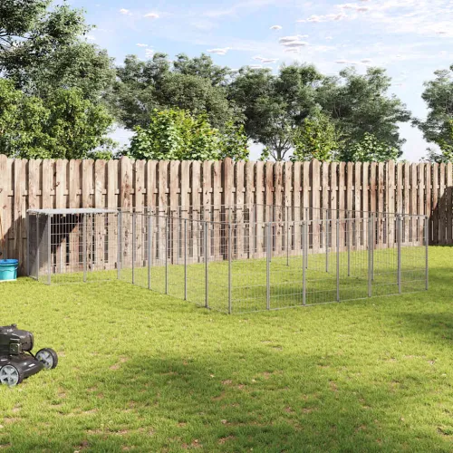 Kavez za pse srebrni 15,73 m² čelični - Srebrno 15.73 m² 1 Srebrno Cijena