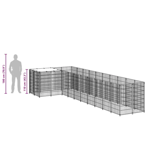 Kavez za pse crni 7,26 m² čelični - Crna 7.26 m² Cijena