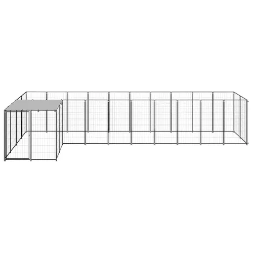 Kavez za pse crni 7,26 m² čelični - Crna 7.26 m² Cijena