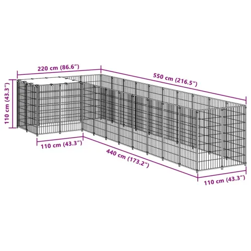 Kavez za pse crni 7,26 m² čelični - Crna 7.26 m² Cijena