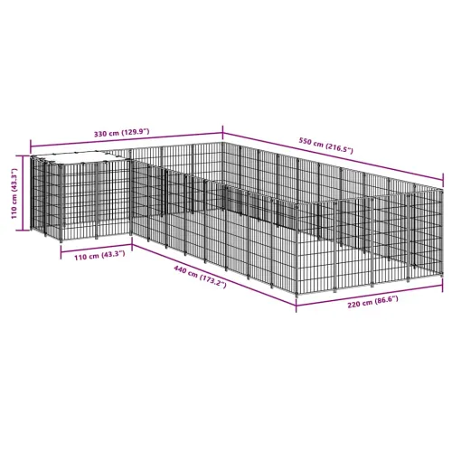Kavez za pse crni 13,31 m² čelični - Crna 13.31 m² Cijena