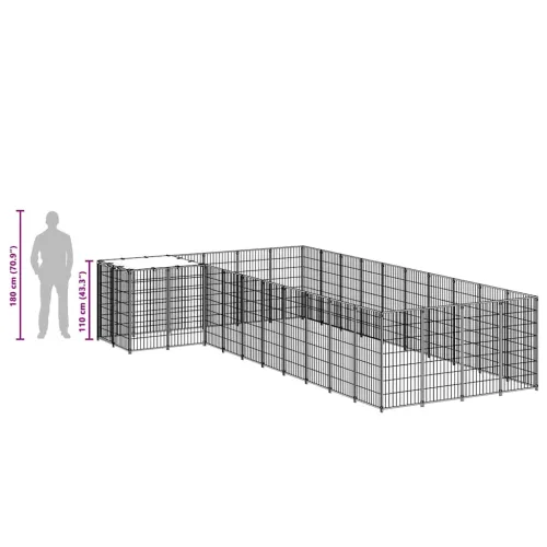 Kavez za pse crni 13,31 m² čelični - Crna 13.31 m² Cijena