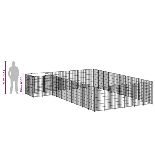 Kavez za pse crni 19,36 m² čelični - Crna 19.36 m² Cijena