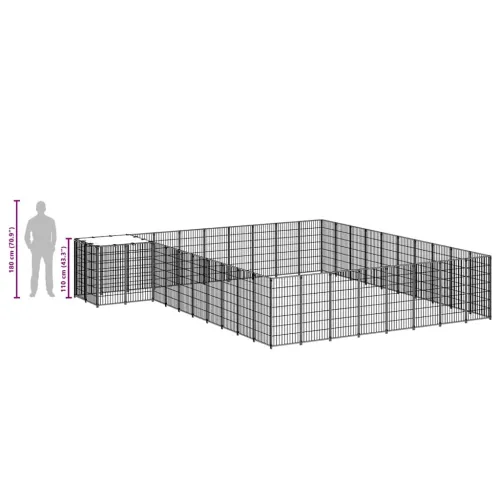 Kavez za pse crni 25,41 m² čelični - Crna 25.41 m² Cijena