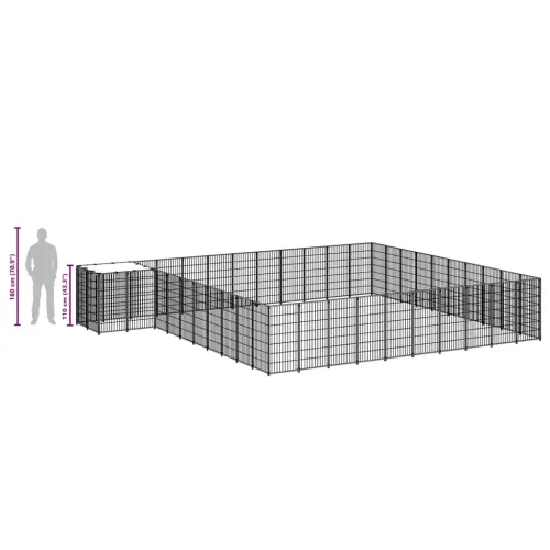 Kavez za pse crni 31,46 m² čelični - Crna 31.46 m² Cijena