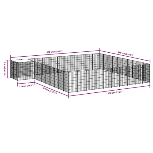 Kavez za pse crni 31,46 m² čelični - Crna 31.46 m² Cijena