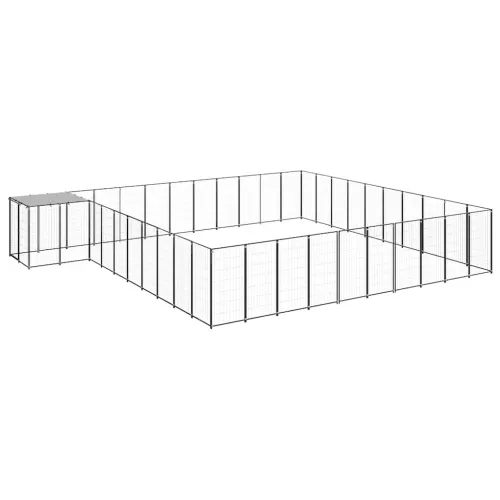 Kavez za pse crni 31,46 m² čelični - Crna 31.46 m² Cijena