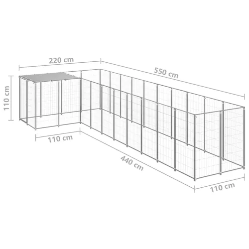 Kavez za pse srebrni 7,26 m² čelični - Srebrno 7.26 m² 1 Cijena