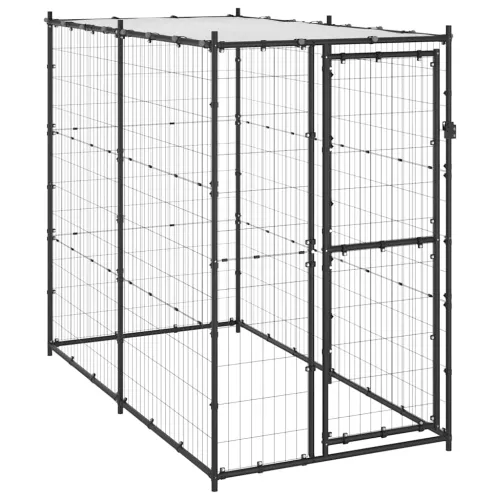 Vanjski kavez za pse s krovom čelični 110 x 220 x 180 cm - Crna i srebrna 110 x 220 x 180 cm 1 Da Cijena