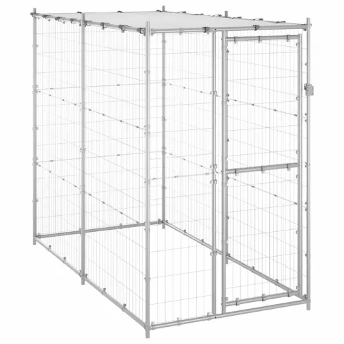 Vanjski kavez za pse s krovom pocinčani čelik 110x220x180 cm - Srebrno 110 x 220 x 180 cm 1 Da Cijena