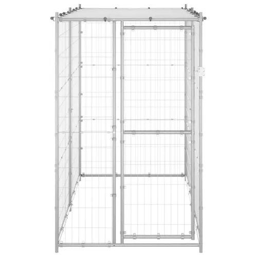 Vanjski kavez za pse s krovom pocinčani čelik 110x220x180 cm - Srebrno 110 x 220 x 180 cm 1 Da Cijena