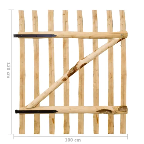 Jednostruka Dvorišna vrata - Vrata za ogradu od drva lješnjaka 100 x 120 cm - 120 cm Cijena