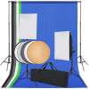 Oprema za Foto Studio: 5 Raznobojnih Pozadina i 2 Softboxa - 2 backdrop frame stands + 2 backdrop frame crossbar segments + 5 ba
