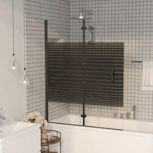 Sklopiva pregrada za tuš ESG 100 x 140 cm crna - 100 x 140 cm Cijena