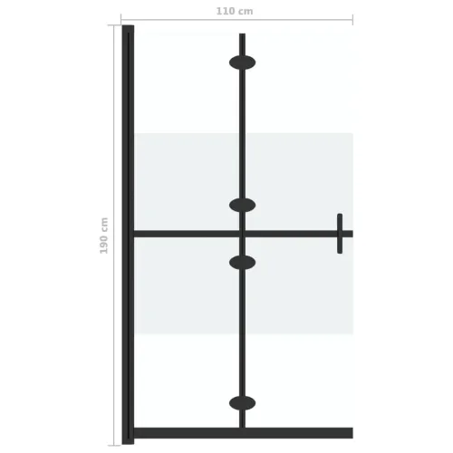 Sklopiva pregrada za tuš napola matirano ESG staklo 110x190 cm - Crni okvir/polumatirano staklo 110 x 190 cm Cijena