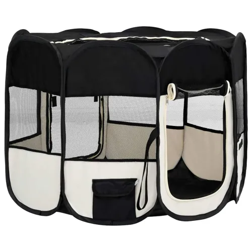 Sklopiva ogradica za pse s torbom za nošenje crna 90x90x58 cm - Crna 90 x 90 x 58 cm Cijena