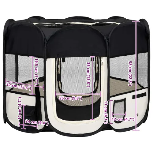 Sklopiva ogradica za pse s torbom za nošenje crna 90x90x58 cm - Crna 90 x 90 x 58 cm Cijena