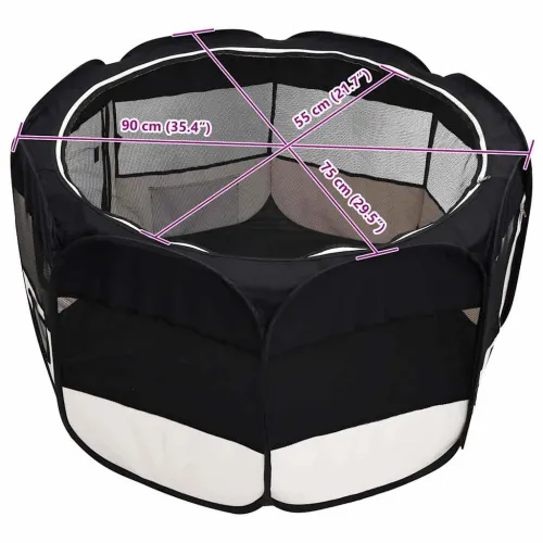 Sklopiva ogradica za pse s torbom za nošenje crna 90x90x58 cm - Crna 90 x 90 x 58 cm Cijena