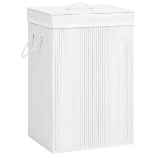 Košara za rublje od bambusa s 2 odjeljka bijela 72 L - Bijela 40 x 30 x 60 cm Cijena