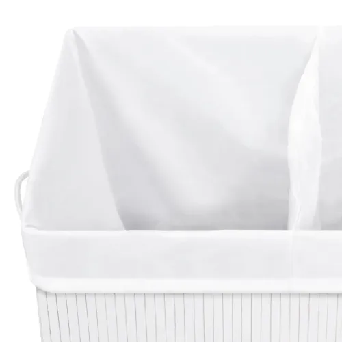 Košara za rublje od bambusa s 2 odjeljka bijela 100 L - Bijela 52 x 32 x 62.5 cm Cijena